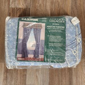 Vintage Cannon Living Legacies Blue Rod Pocket Draperies with Tiebacks 84"x84"‎